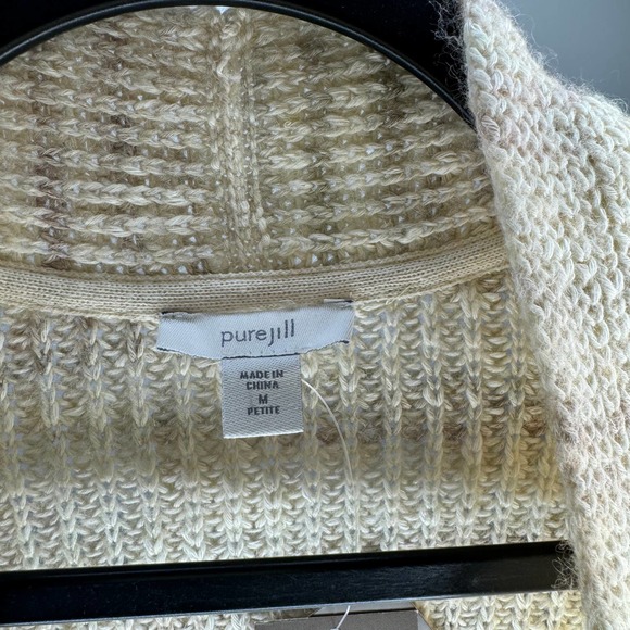 NWT J. JILL Wool Blend Open Cardigan Sweater Neutral Cream Medium Petite MP - Picture 3 of 5